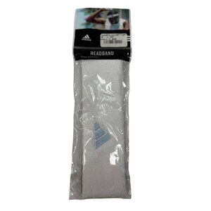 Adidas White Stretch Cotton Blend Anti-Microbial Headband Sweatband Blue